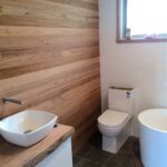 timber wall in bathroom